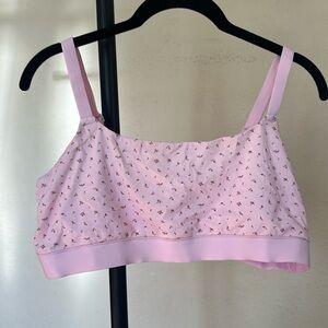 NEW SKIMS PINK FLORAL SCOOP NECK BRALETTE Size L